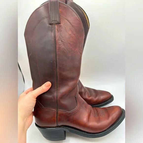 Vintage Men’s Panhandle Slim Brown Leather Cowboy Western Rancher Pull On Boots - Picture 4 of 14